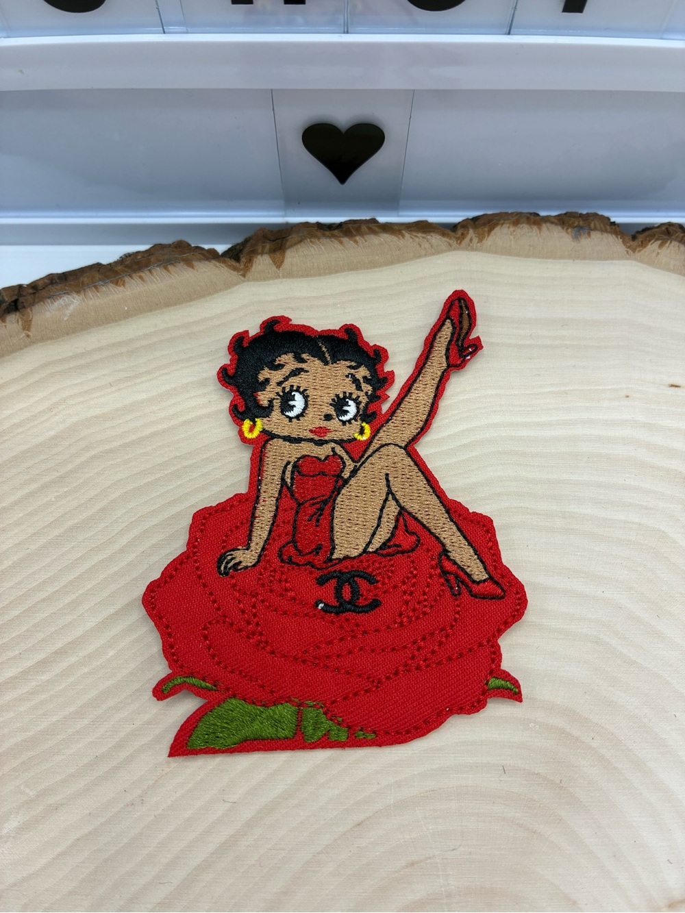 Betty Boop Red Rose Iron-On Patch